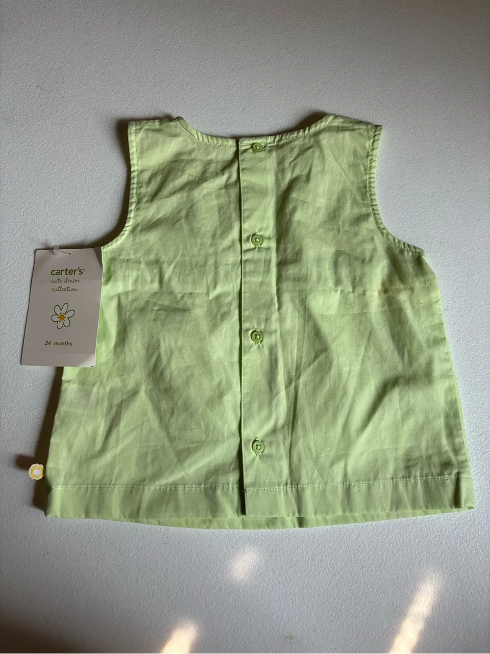 Carter's “Cute Denim Collection” Pale Green Embroidered Baby Tank Top